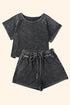 Fashorio Heathered Round Neck Top and Shorts Lounge Set
