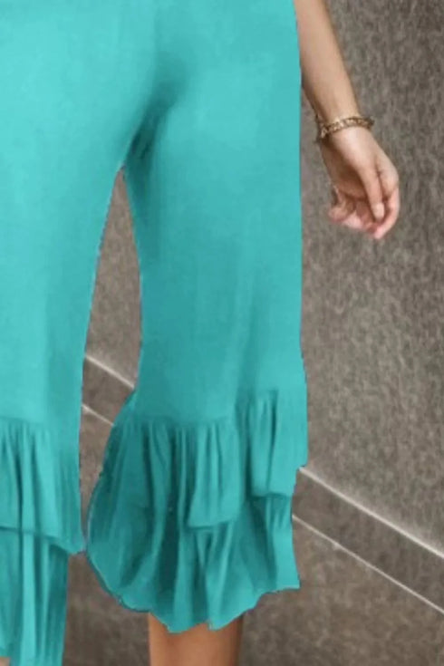 Heimish Full Size Ruffled High Waist Wide Leg Pants Plus Size - Fashorio