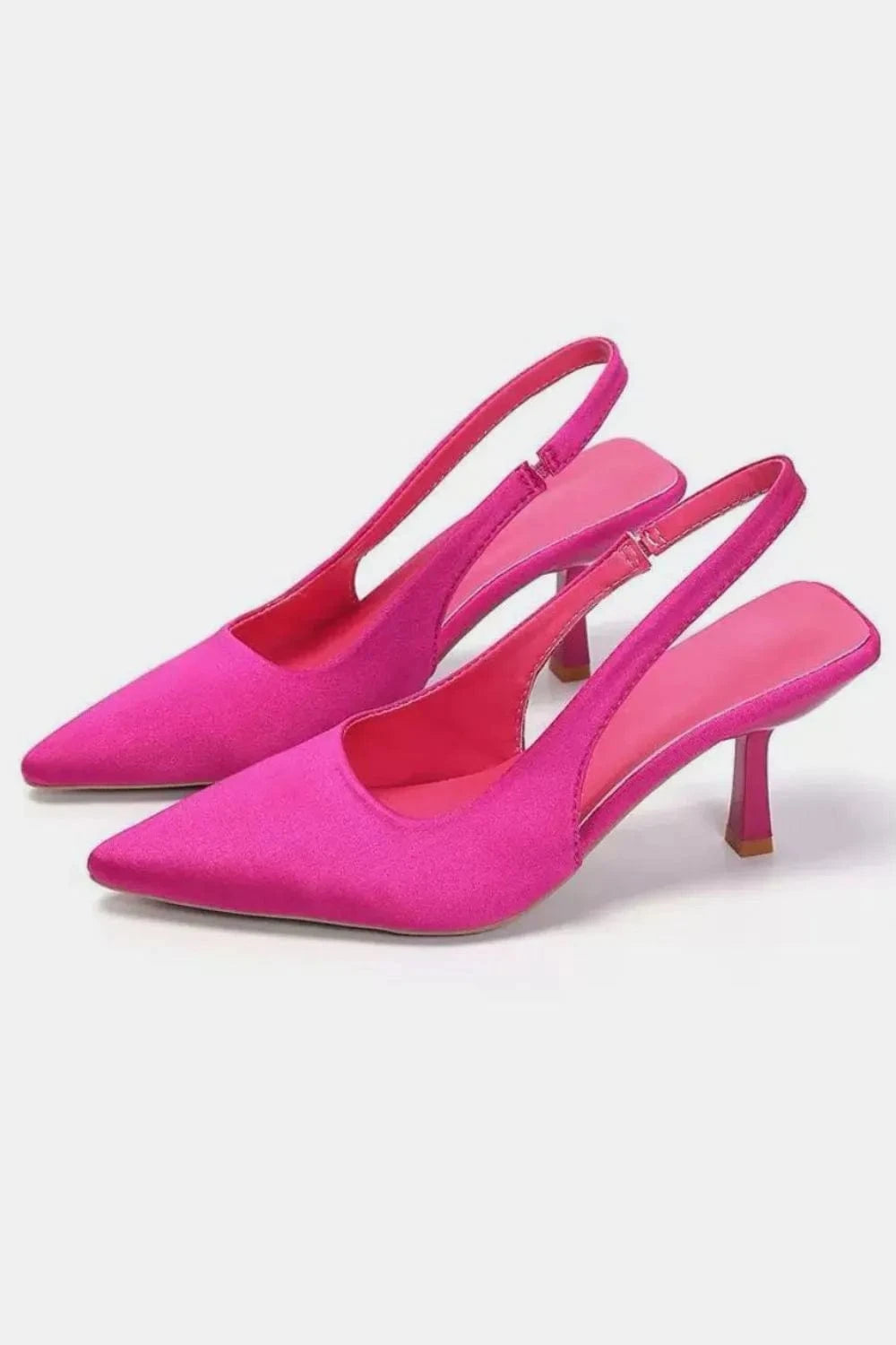 PU Leather Point Toe Pumps Hot Pink - Fashorio