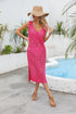 Fashorio Hot Pink / One Size Angel Wings Openwork Slit V-Neck Sleeveless Cover Up