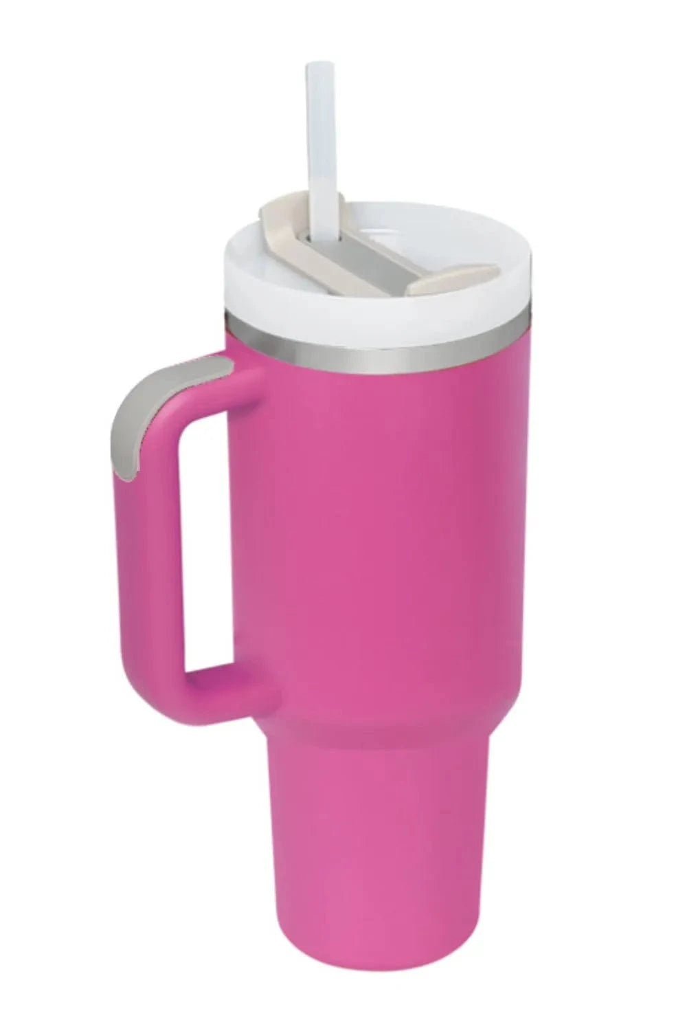 Stainless Steel Tumbler with Upgraded Handle and Straw Hot Pink One Size - Fashorio