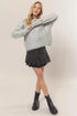 HYFVE Distressed Cable-Knit Round Neck Long Sleeve Sweater - Fashorio