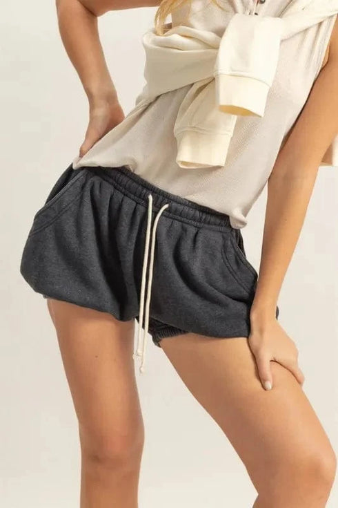 HYFVE Drawstring Bubble Hem Shorts - Fashorio