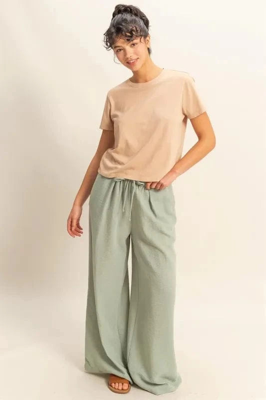 HYFVE Elasticized Waist Wide Leg Pants - Fashorio