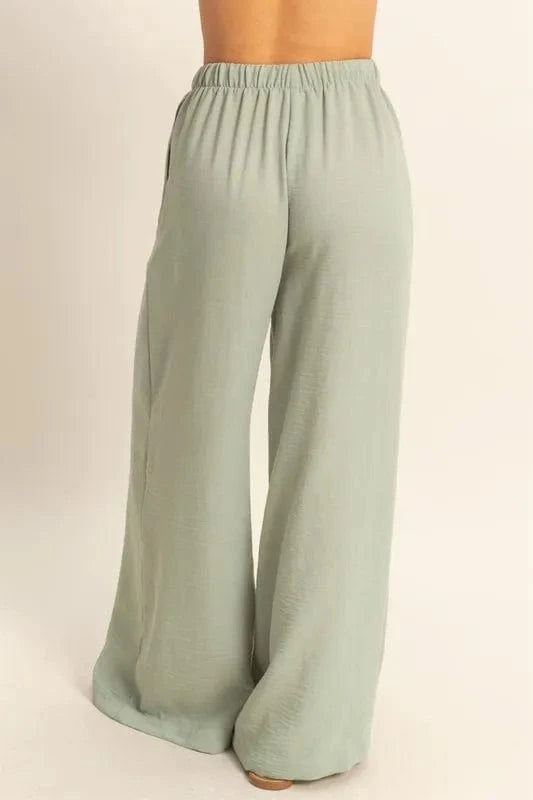 HYFVE Elasticized Waist Wide Leg Pants - Fashorio