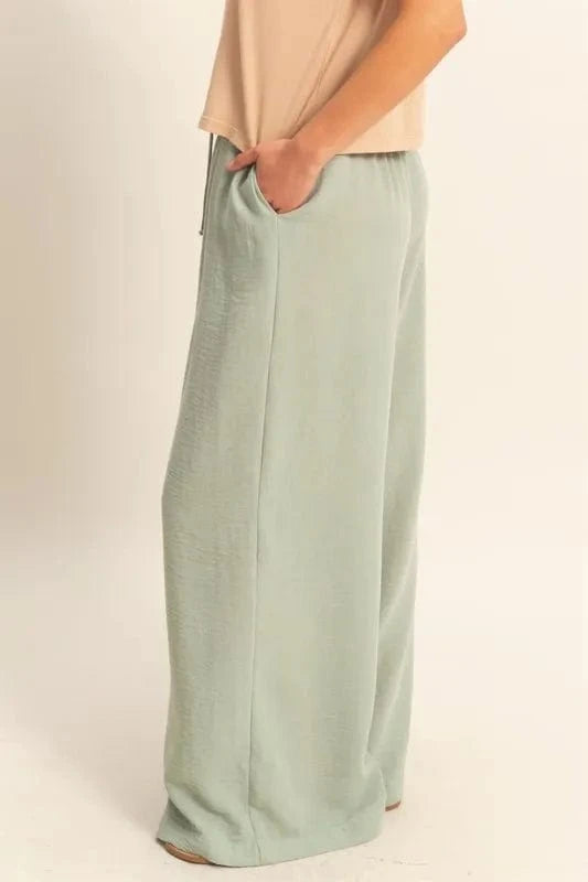 HYFVE Elasticized Waist Wide Leg Pants - Fashorio