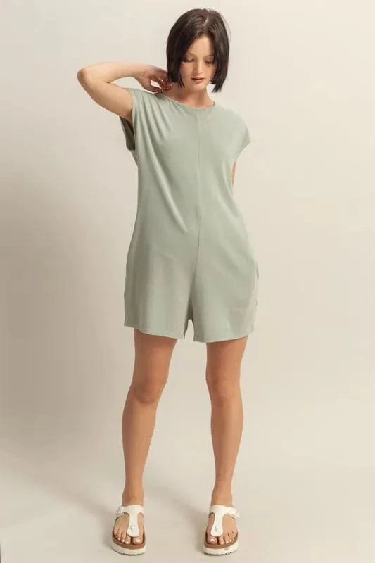 HYFVE Round Neck Cap Sleeve Relaxed Fit Breezy Romper - Fashorio