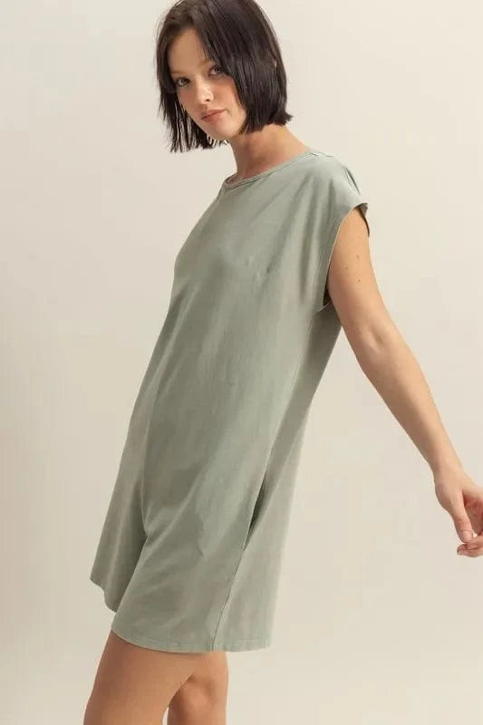 HYFVE Round Neck Cap Sleeve Relaxed Fit Breezy Romper - Fashorio
