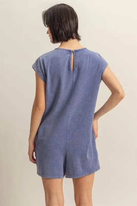 HYFVE Round Neck Cap Sleeve Relaxed Fit Breezy Romper - Fashorio
