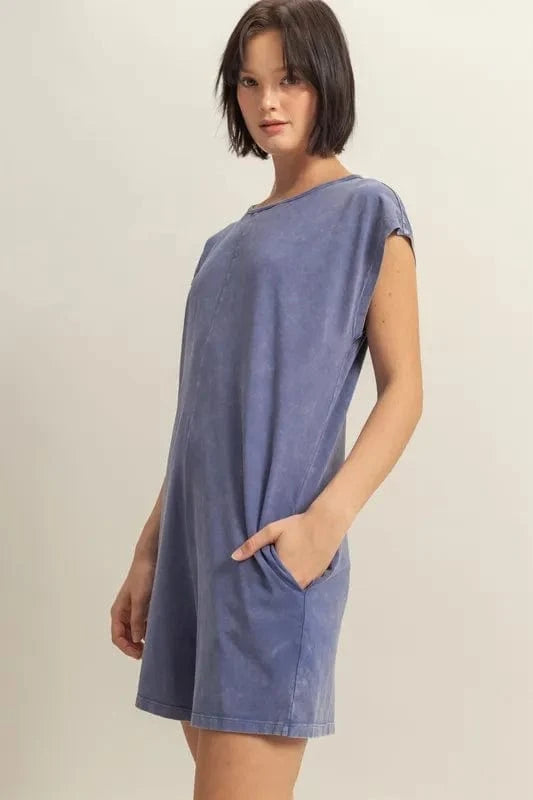 HYFVE Round Neck Cap Sleeve Relaxed Fit Breezy Romper - Fashorio
