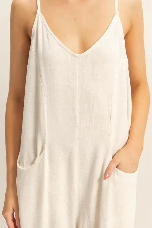 HYFVE V-Neck Pocket Detail Side Tie Hem Romper - Fashorio