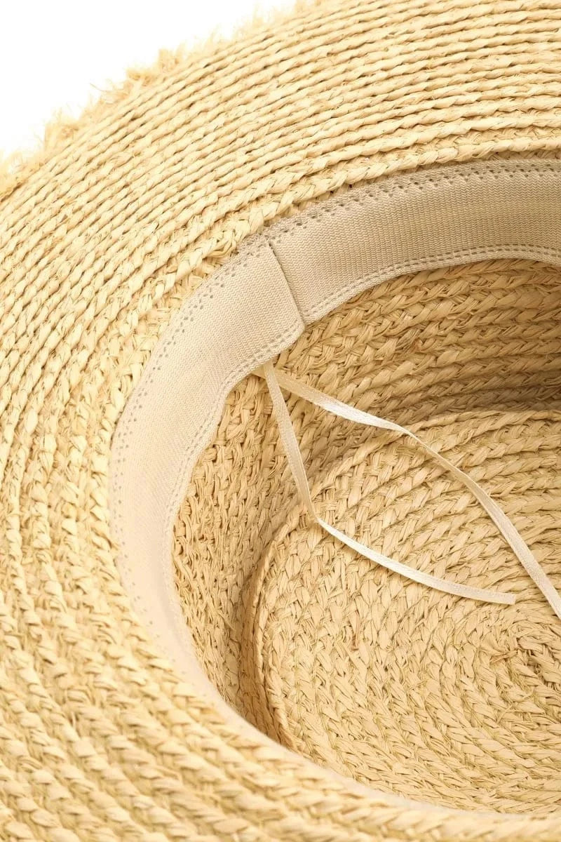 Fame Cutout Woven Straw Hat - Fashorio