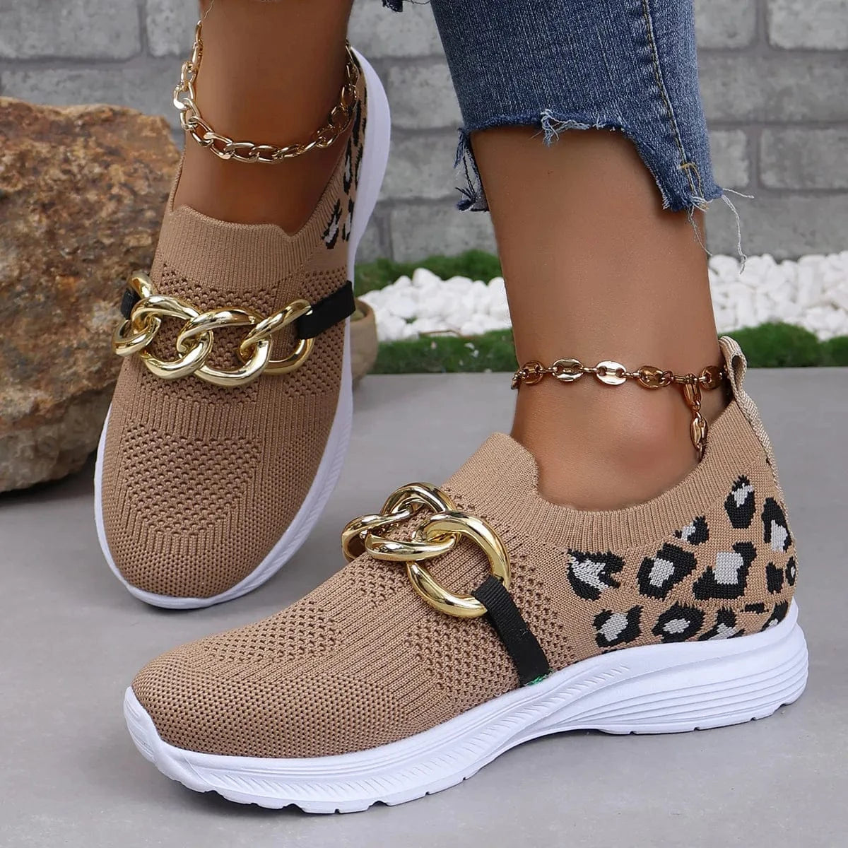 Lightweight Leopard Mesh Athletic Khaki - Fashorio