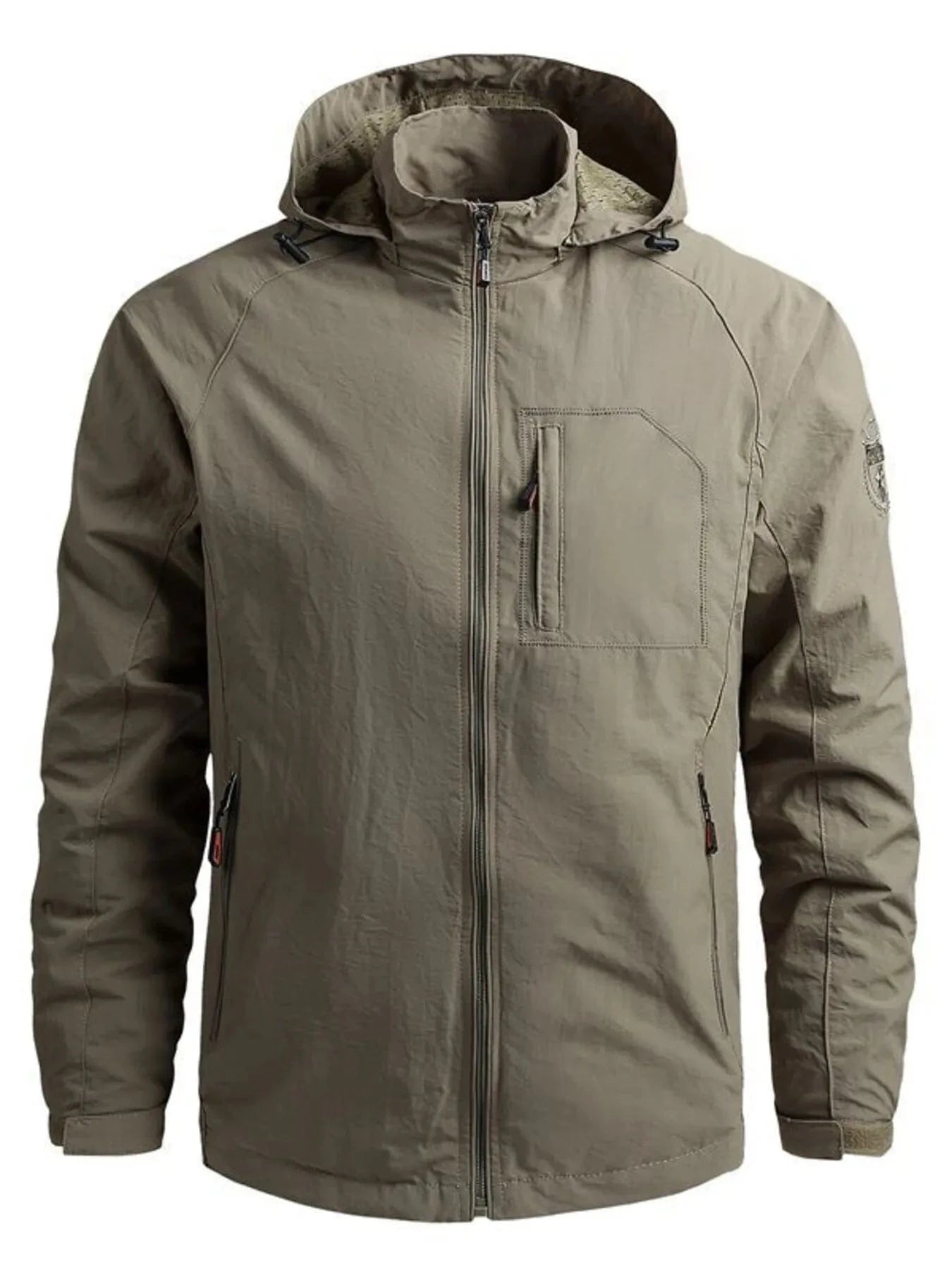 Men's Plus Size Tactical Hooded Softshell Jacket Khaki - Fashorio