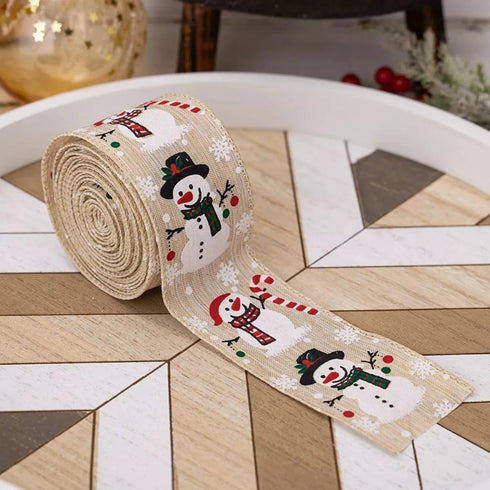 Christmas Snowman Decorative Ribbon Khaki One Size - Fashorio