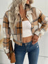 Fashorio Khaki / S Plaid Button-Down Crop Jacket