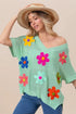 BiBi Flower Patches Dolman Sleeve Lightweight Sweater - Fashorio