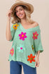 BiBi Flower Patches Dolman Sleeve Lightweight Sweater - Fashorio