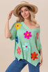 BiBi Flower Patches Dolman Sleeve Lightweight Sweater - Fashorio