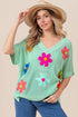 BiBi Flower Patches Dolman Sleeve Lightweight Sweater - Fashorio