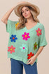 BiBi Flower Patches Dolman Sleeve Lightweight Sweater - Fashorio