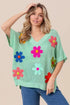 BiBi Flower Patches Dolman Sleeve Lightweight Sweater - Fashorio