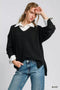 Umgee Wool Blended Pullover Sweater Black - Fashorio