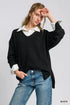 Umgee Wool Blended Pullover Sweater Black - Fashorio