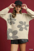 Umgee Floral Jacquard Knit Sweater Cream - Fashorio