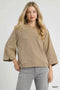 Umgee Textured Knit V-Neck Top Taupe - Fashorio