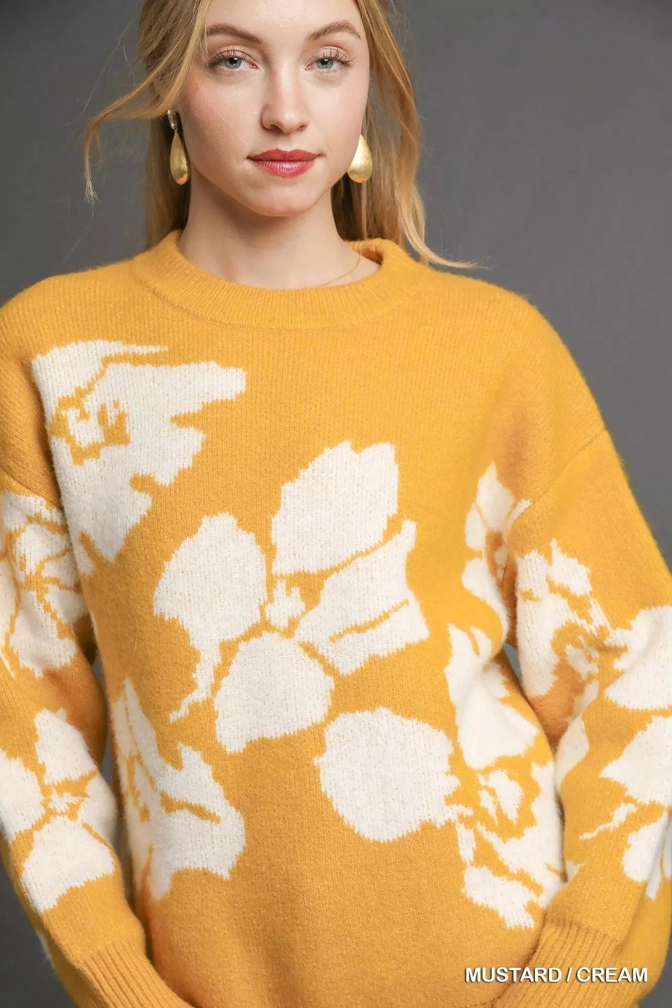 Umgee Floral Long Sleeve Sweater - Fashorio