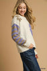 Umgee Flower Jacquard Striped Long Sleeve Sweater - Fashorio