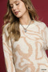 Umgee Heart Print Crew Neck Sweater - Fashorio