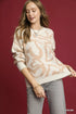 Umgee Heart Print Crew Neck Sweater - Fashorio