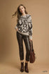 Umgee Heart Print Crew Neck Sweater - Fashorio