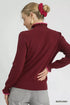 Umgee Ribbed Round Neck Sweater with Ruffle Contrast Trim - Fashorio