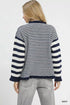 Umgee Ruffle Neck Stripe Sweater - Fashorio