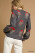 Umgee Single Flower Stem Jacquard Sweater - Fashorio