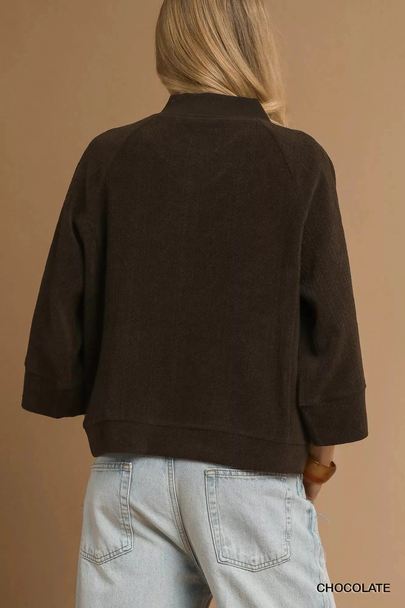 Umgee Textured Knit V-Neck Top - Fashorio
