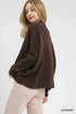 Umgee V-Neck Sweater with Wide Trim Detail - Fashorio