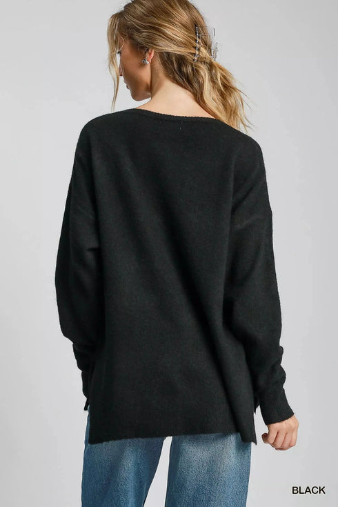 Umgee Wool Blended Pullover Sweater - Fashorio