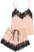 Fashorio Lace Detail Spaghetti Strap Top and Shorts Lounge Set
