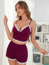 Fashorio Lace Detail Spaghetti Strap Top and Shorts Lounge Set