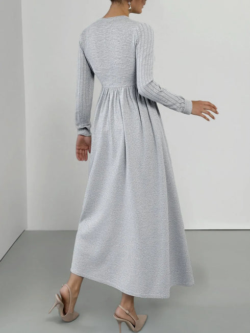 Fashorio Lace Detail V-Neck Maxi Dress with Side Slit