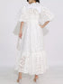 Fashorio Lace Puff Sleeve Tie Waist Maxi Dress