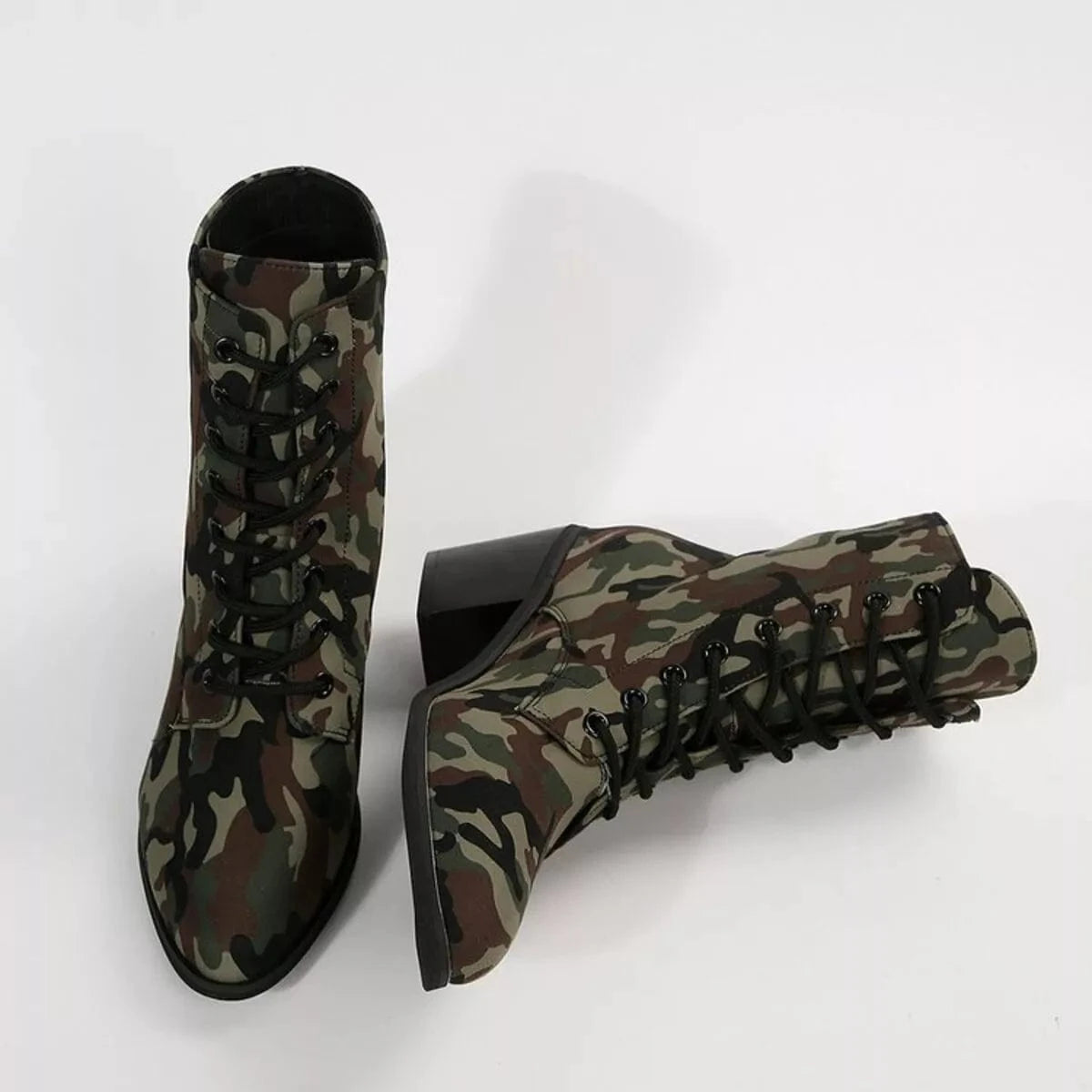 Lace Up Block Heels Boots - Fashorio