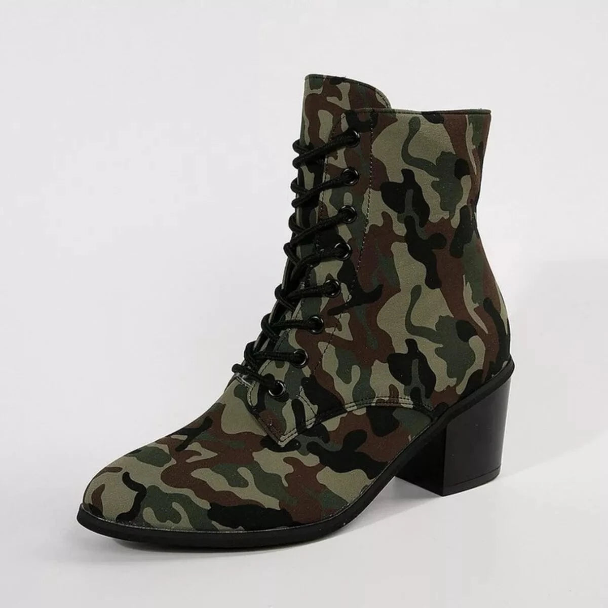 Lace Up Block Heels Boots - Fashorio
