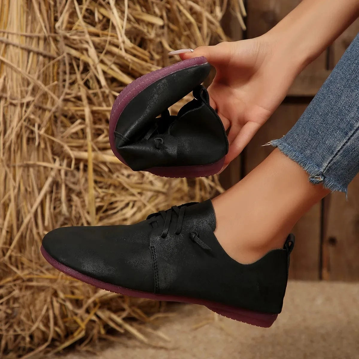 Lace-Up Flats Loafers - Fashorio