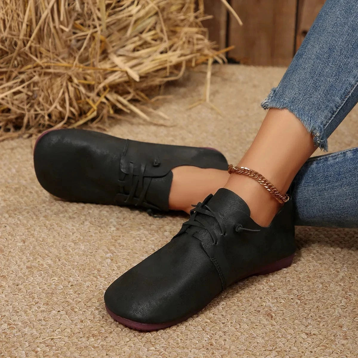 Lace-Up Flats Loafers - Fashorio