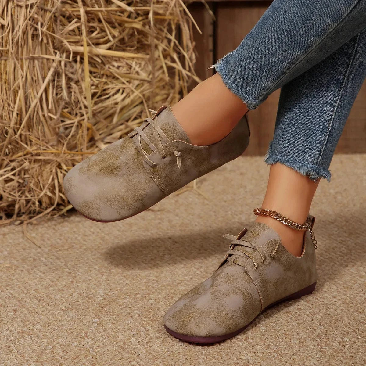 Lace-Up Flats Loafers - Fashorio